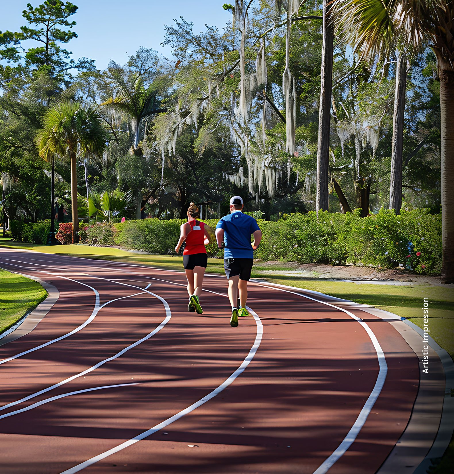 Jogging and walking tracks on the rooftop
