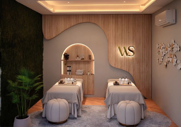 Spa, salon, and wellness zones.