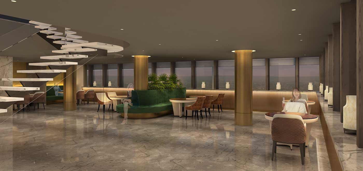 Massive clubhouse with lounge and banquet facilities.